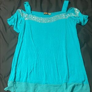 Belldini Aqua Top with Shimmer Details